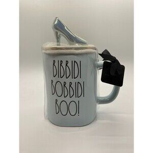 Rae Dunn Cinderella Bibbidi Bobbidi Boo Iridescent Mug w/Glass Slipper Topper